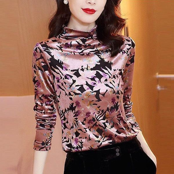 women's t-shirt spring fall korean fashion women clothes floral printed turtleneck velvet shirt , woman full lseeve 3xl velour tshirts, White
women's t-shirt spring fall korean fashion women clothes floral printed turtleneck velvet shirt , woman full lseeve 3xl velour tshirts, White