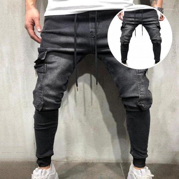 men's jeans terrific solid color mid waist men trousers skin-friendly ankle-banded, Blue
men's jeans terrific solid color mid waist men trousers skin-friendly ankle-banded, Blue