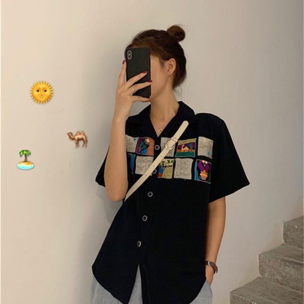 simple cartoon printed casual all amtch loose button line basic summer arrival college wind female shirts 210426, White
simple cartoon printed casual all amtch loose button line basic summer arrival college wind female shirts 210426, White