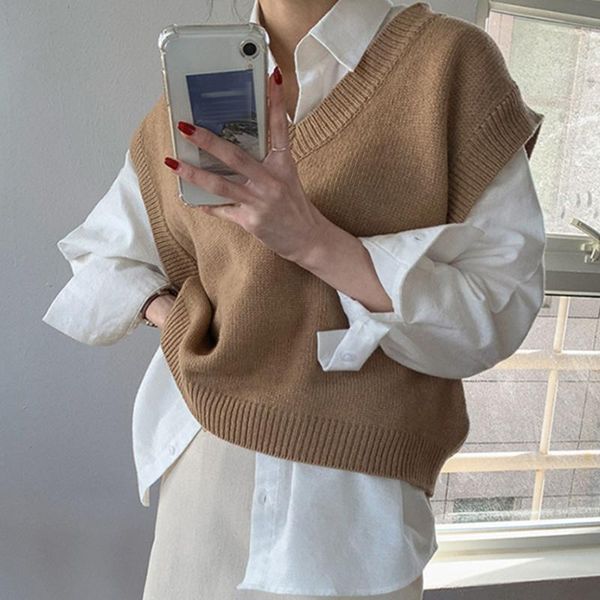 women's sweaters sweater women solid color soft knitted v neck sweet autumn home wear pullover loose sleeveless, White;black
women's sweaters sweater women solid color soft knitted v neck sweet autumn home wear pullover loose sleeveless, White;black