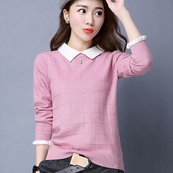 spring autumn style women womens sweater knitted pullover lady casual long sleeve peter pan collar outwear shirts zz0902, White;black
spring autumn style women womens sweater knitted pullover lady casual long sleeve peter pan collar outwear shirts zz0902, White;black