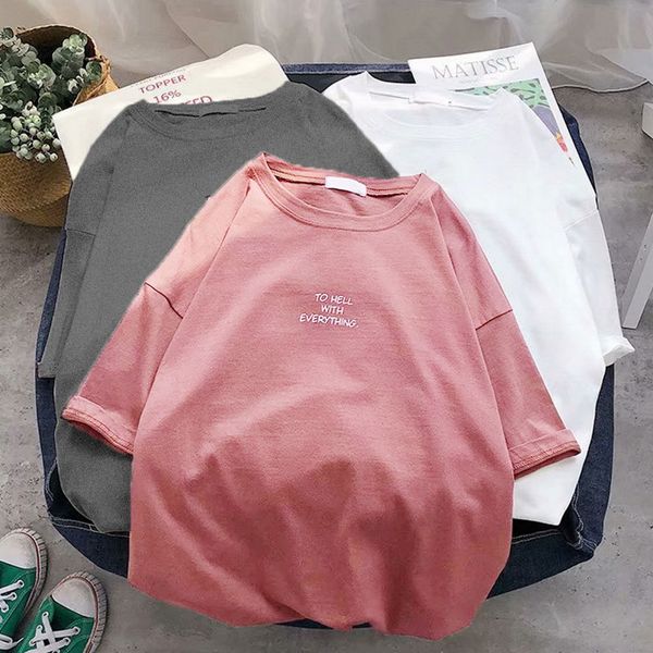women short sleeve t-shirts loose plus size letter printed chic simply all-match women korean style leisure, White
women short sleeve t-shirts loose plus size letter printed chic simply all-match women korean style leisure, White