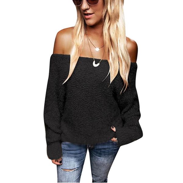 women's sweaters knitted sweater off shoulder pullovers for women long sleeve slash neck female jumper black clothing, White;black
women's sweaters knitted sweater off shoulder pullovers for women long sleeve slash neck female jumper black clothing, White;black