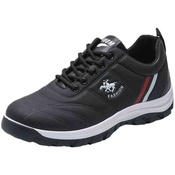men's shoes autumn 2021 leather fashion men's running comfortable sports, Black