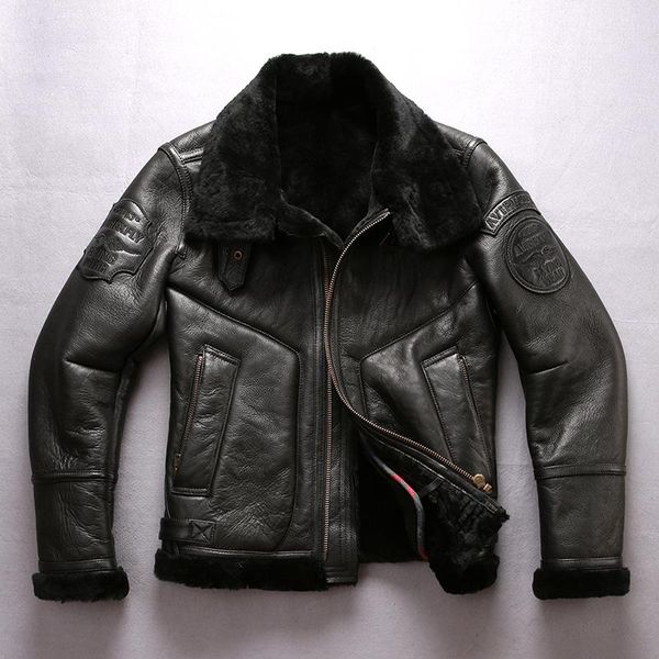 men shearling genuine leather sheepskin jacket casual wool liner winter russia coats men's & faux, Black
men shearling genuine leather sheepskin jacket casual wool liner winter russia coats men's & faux, Black