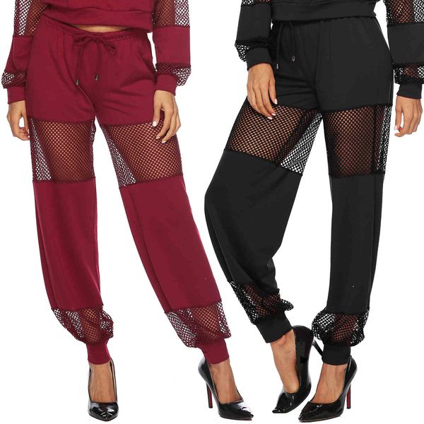 women's pants perspective hollow mesh stitching fashion loose casual bottom 6061, Black;white
women's pants perspective hollow mesh stitching fashion loose casual bottom 6061, Black;white