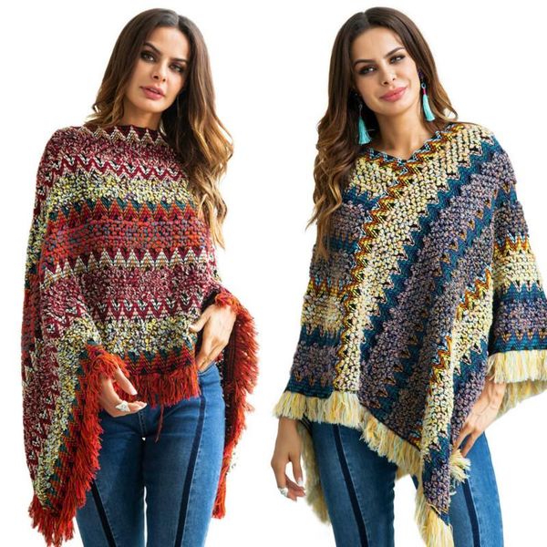women's sweaters winter loose pullover v-neck bat-style cloak large size rainbow tassels sweater female women pull femme hiver, White;black
women's sweaters winter loose pullover v-neck bat-style cloak large size rainbow tassels sweater female women pull femme hiver, White;black