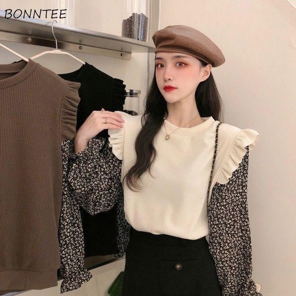 women's t-shirt long sleeve t-shirts women spring patchwork korean style leisure ruffles design all match elegant ladies lovely college, White
women's t-shirt long sleeve t-shirts women spring patchwork korean style leisure ruffles design all match elegant ladies lovely college, White
