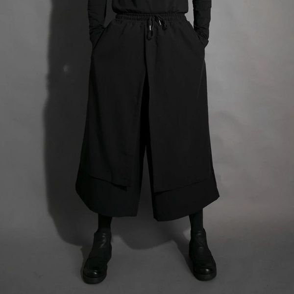 men's pants fake two-piece personalized fashion loose wide leg large double-layer design casual nine point, Black
men's pants fake two-piece personalized fashion loose wide leg large double-layer design casual nine point, Black