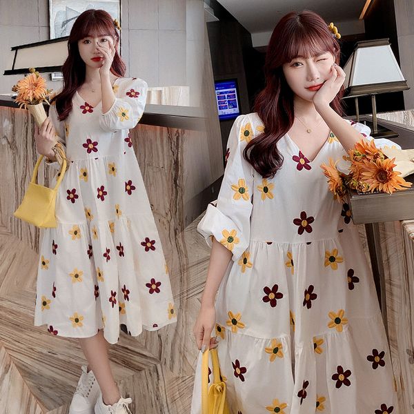 2021 pregnant women spring and summer cotton embroidered dress fashion short sleeve maternity floral dress pregnancy loose dress, White
2021 pregnant women spring and summer cotton embroidered dress fashion short sleeve maternity floral dress pregnancy loose dress, White