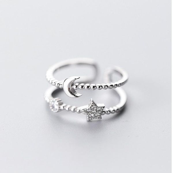 wedding rings simple crystal star moon double layer party jewelry gifts for women trendy silver color personality open index finger ring, Slivery;golden
wedding rings simple crystal star moon double layer party jewelry gifts for women trendy silver color personality open index finger ring, Slivery;golden