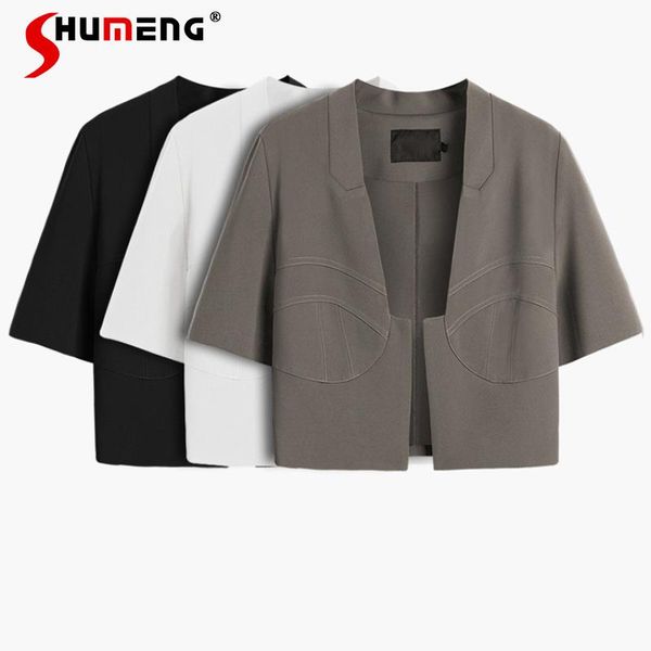 women's suits & blazers loose short blazer for women 2021 summer temperament thin solid color sleeve suit ladies cropped jacket, White;black
women's suits & blazers loose short blazer for women 2021 summer temperament thin solid color sleeve suit ladies cropped jacket, White;black