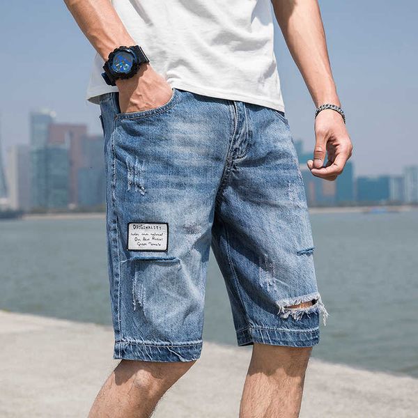 men's shorts blue denim holes short jeans summer knee length straight loose cpve, White;black
men's shorts blue denim holes short jeans summer knee length straight loose cpve, White;black