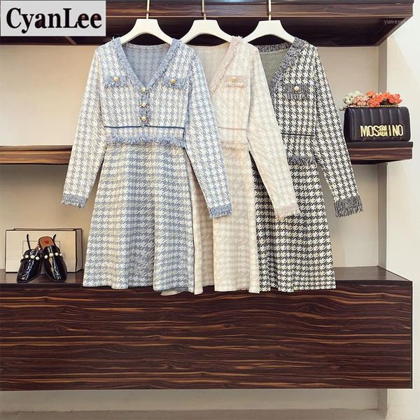 casual dresses cyanlee plus size women elegant knitted dress autumn 2021 fashion tweed patchwork v-neck long sleeve high waist a-line, Black;gray
casual dresses cyanlee plus size women elegant knitted dress autumn 2021 fashion tweed patchwork v-neck long sleeve high waist a-line, Black;gray