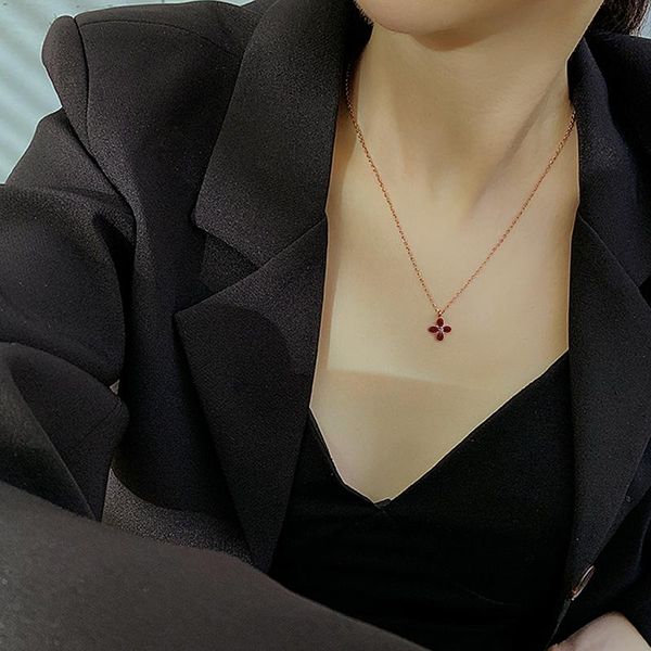 pendant necklaces simple net red black double-sided lucky grass titanium steel necklace clavicle chain girl to give her girlfriend, Silver
pendant necklaces simple net red black double-sided lucky grass titanium steel necklace clavicle chain girl to give her girlfriend, Silver