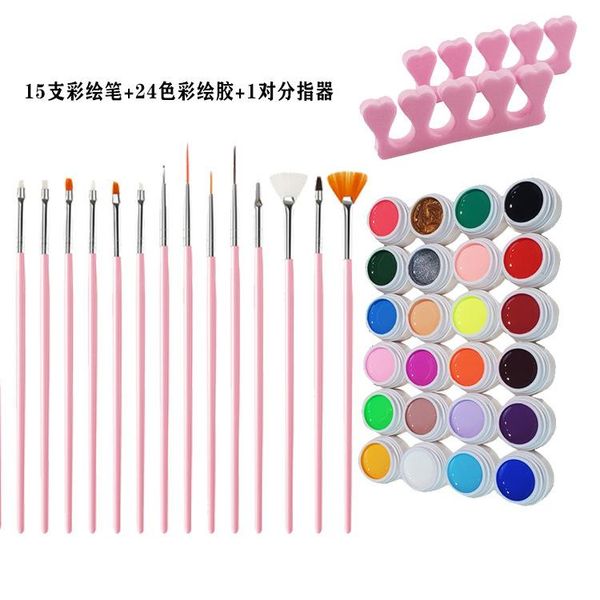 nail art kits 24 color uv potherapy plastic solid gel colored drawing glue polish 15 brush set
nail art kits 24 color uv potherapy plastic solid gel colored drawing glue polish 15 brush set