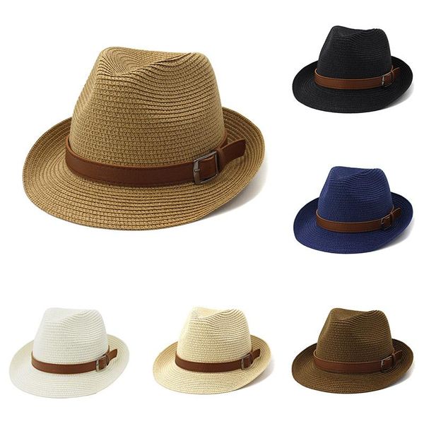 wide brim hats british style little jazz straw hat men women outdoor beach travel sunshade sun protective casual, Blue;gray
wide brim hats british style little jazz straw hat men women outdoor beach travel sunshade sun protective casual, Blue;gray