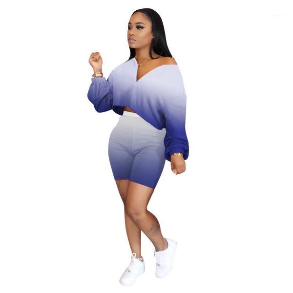 women's 2-piece casual gradient color short-sleeved t-shirt and tight sports pants suit tracksuits, Gray
women's 2-piece casual gradient color short-sleeved t-shirt and tight sports pants suit tracksuits, Gray
