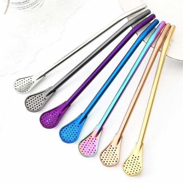 drinking straws stainless steel spoon filte straw reusable