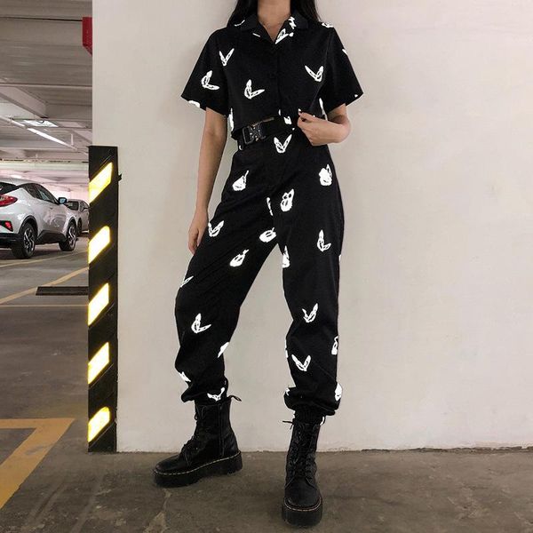 streetwear reflective butterfly print high waist pants women fashion festival trousers track pantalon femme set women's & capris, Black;white
streetwear reflective butterfly print high waist pants women fashion festival trousers track pantalon femme set women's & capris, Black;white