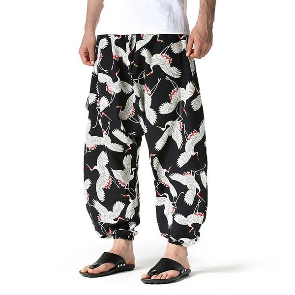 men harem pants chinese style ethnic cotton printed loose elastic waist streetwear trousers casual pants#g30 men's, Black
men harem pants chinese style ethnic cotton printed loose elastic waist streetwear trousers casual pants#g30 men's, Black