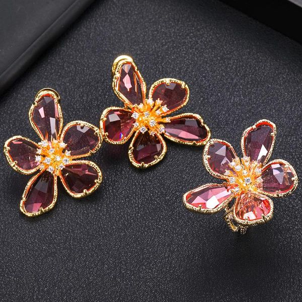 earrings & necklace jankelly design red zircon round flower shape ring set for women,party/wedding jewelry sets, Silver
earrings & necklace jankelly design red zircon round flower shape ring set for women,party/wedding jewelry sets, Silver