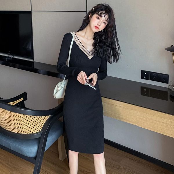 casual dresses 2021 women long sleeve knitted bodycon dress winter black sweater contrast oversized elegant robe, Black;gray
casual dresses 2021 women long sleeve knitted bodycon dress winter black sweater contrast oversized elegant robe, Black;gray