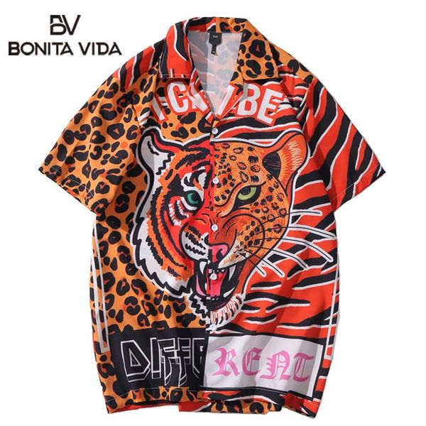 men's casual shirts bonita vida hawaiian leopard tiger print beach men summer streetwear hip hop couple fashion camisa, White;black
men's casual shirts bonita vida hawaiian leopard tiger print beach men summer streetwear hip hop couple fashion camisa, White;black