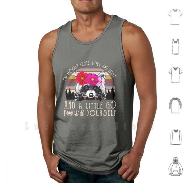 mostly peace love and mens light funny raccoon lady shirt tank vest sleeveless a little go, White;black
mostly peace love and mens light funny raccoon lady shirt tank vest sleeveless a little go, White;black