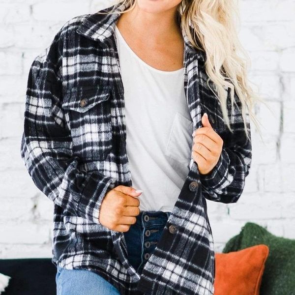 women's jackets y2k button shirt coats women outerwear color block long sleeve lapel plaid with pockets autumn spring female, Black;brown
women's jackets y2k button shirt coats women outerwear color block long sleeve lapel plaid with pockets autumn spring female, Black;brown