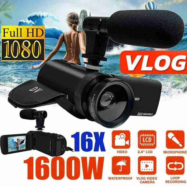 

Digital Camcorder Camera Professional with Lens Microphone 1080P HD 16 Million Pixel Handheld DV Shoot, Black