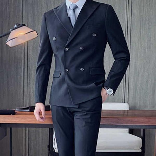 men's suits & blazers tailor made fashion handsome formal double breasted black men slim fit groom tuxedo for wedding dress dinner part, White;black
men's suits & blazers tailor made fashion handsome formal double breasted black men slim fit groom tuxedo for wedding dress dinner part, White;black