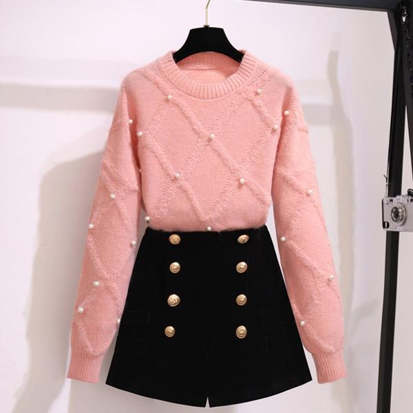 women's tracksuits sweet sweater set women fashion designer beaded knitted chic double breasted vintage velvet shorts fall winter two p, Gray
women's tracksuits sweet sweater set women fashion designer beaded knitted chic double breasted vintage velvet shorts fall winter two p, Gray