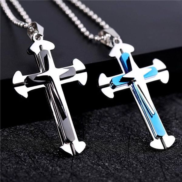 pendant necklaces three-tiered cross stainless steel men pendants chain protect for boyfriend male jewelry creativity gift wholesale, Silver
pendant necklaces three-tiered cross stainless steel men pendants chain protect for boyfriend male jewelry creativity gift wholesale, Silver