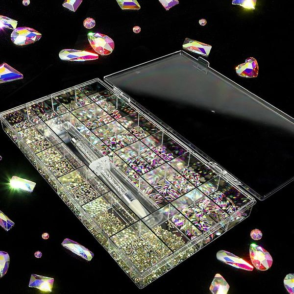 nail art decorations 3100pcs/box mixed ab crystal jewelry flat rhinestone for manicure 20 styles accessories glitter set with drill pen tool, Silver;gold
nail art decorations 3100pcs/box mixed ab crystal jewelry flat rhinestone for manicure 20 styles accessories glitter set with drill pen tool, Silver;gold