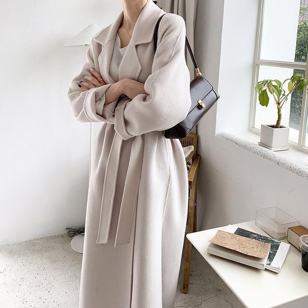 women's wool & blends women double woolen jackets coats bandage elegance turn-down collar long loose thick warm cashmere outerwear, Black
women's wool & blends women double woolen jackets coats bandage elegance turn-down collar long loose thick warm cashmere outerwear, Black