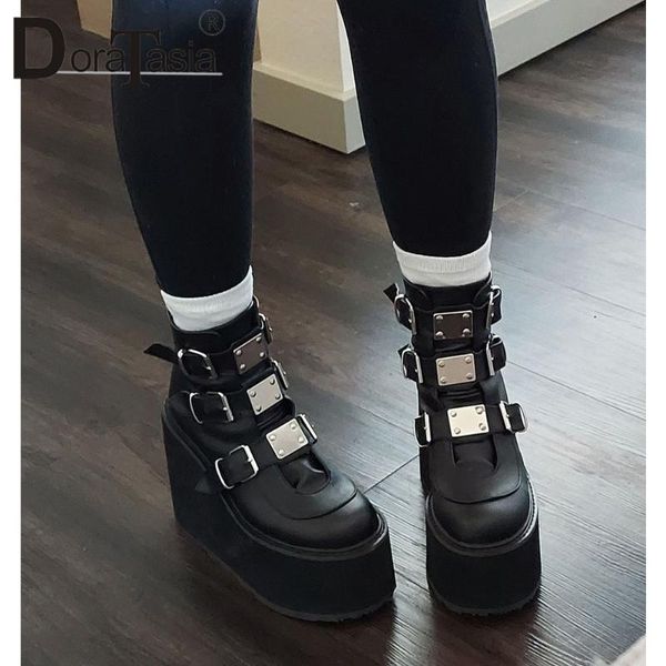 boots brand ladies wedges high heels thick bottom women fashion metal buckle platform gothic punk ankle shoes woman, Black
boots brand ladies wedges high heels thick bottom women fashion metal buckle platform gothic punk ankle shoes woman, Black