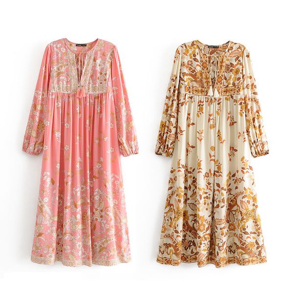 casual dresses women floral print bohemian beach es rayon cotton tassel neck long sleeve spring summer boho holiday maxi 90oj, Black;gray
casual dresses women floral print bohemian beach es rayon cotton tassel neck long sleeve spring summer boho holiday maxi 90oj, Black;gray