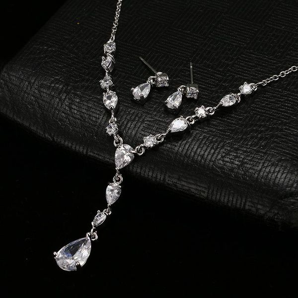 earrings & necklace classic big water drop cz stone necklace/earring wedding set for women delicate zircon lady party wear jewe, Silver
earrings & necklace classic big water drop cz stone necklace/earring wedding set for women delicate zircon lady party wear jewe, Silver
