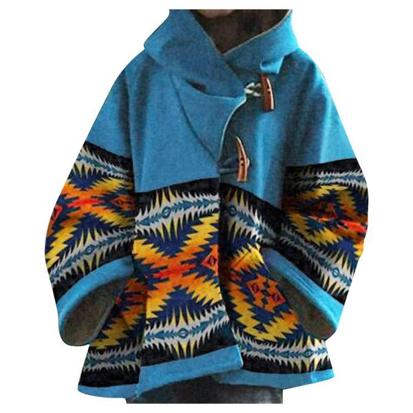 women's autumn and winter warm loose coat flared sleeves printing horn buckle travel style hooded cloak jumper femme jackets, Black;brown
women's autumn and winter warm loose coat flared sleeves printing horn buckle travel style hooded cloak jumper femme jackets, Black;brown