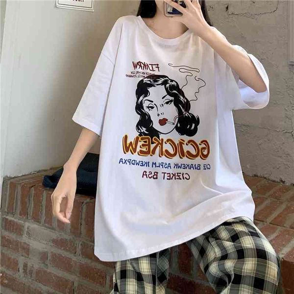 high street cartoon short t-shirt women's summer loose korean style hiphop half sleeve top, White;black
high street cartoon short t-shirt women's summer loose korean style hiphop half sleeve top, White;black