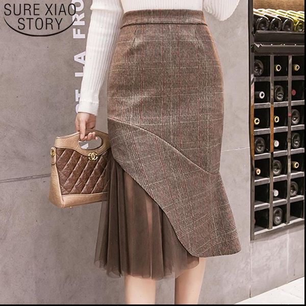 autumn and winter korean womens skirt splice medium long a line solid ruffles casual mesh high waist for women 7877, Black 
autumn and winter korean womens skirt splice medium long a line solid ruffles casual mesh high waist for women 7877, Black