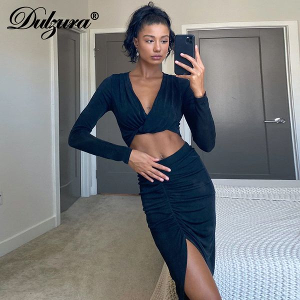 solid women 2 pieces v neck crop long sleeve midi skirt slit bodycon elegant party club streetwear outfit, Black;white
solid women 2 pieces v neck crop long sleeve midi skirt slit bodycon elegant party club streetwear outfit, Black;white