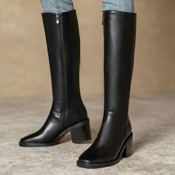 boots fashion slim long shoes woman zipper square toe thick high heels knee 2021 winter genuine leather party basic, Black
boots fashion slim long shoes woman zipper square toe thick high heels knee 2021 winter genuine leather party basic, Black