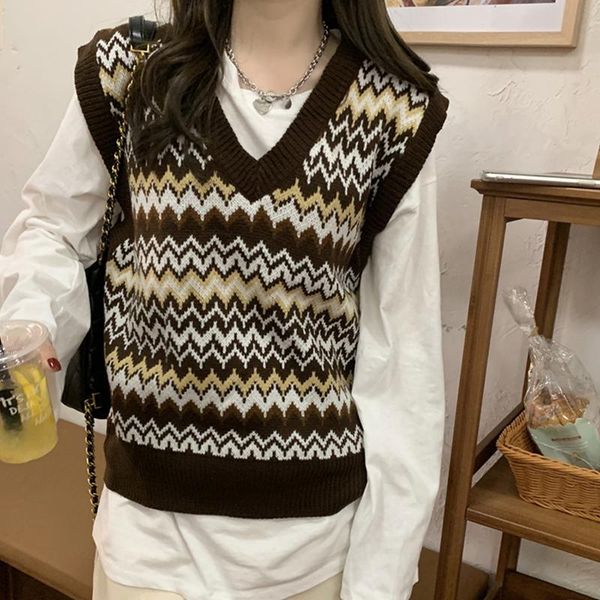 geometric retro elegant fashion vests casual sleeveless knitted waistcoats streetwear 2021 winter women's knits & tees, White
geometric retro elegant fashion vests casual sleeveless knitted waistcoats streetwear 2021 winter women's knits & tees, White