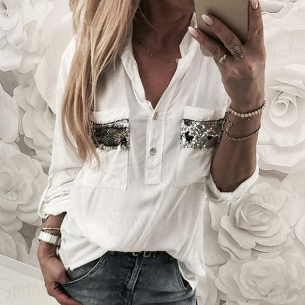 women white blouse long sleeve button-down low cut blouse white casual shirt fashion clothes 210522
women white blouse long sleeve button-down low cut blouse white casual shirt fashion clothes 210522