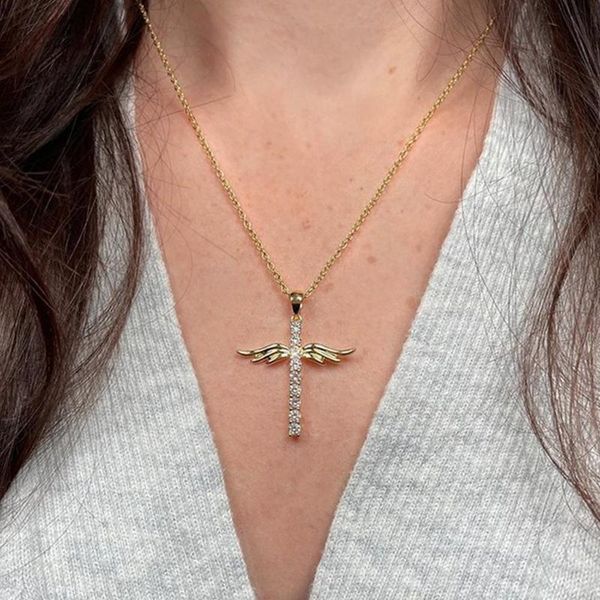 pendant necklaces vintage punk cross wing necklace for women men retro hip hop shiny zircon rhinestones dangle jewelry, Silver
pendant necklaces vintage punk cross wing necklace for women men retro hip hop shiny zircon rhinestones dangle jewelry, Silver