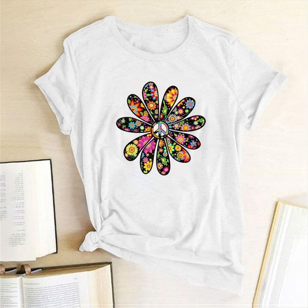 colorful flowers printed summer women graphic tees streetwear short sleeve aesthetic clothes casual, White
colorful flowers printed summer women graphic tees streetwear short sleeve aesthetic clothes casual, White