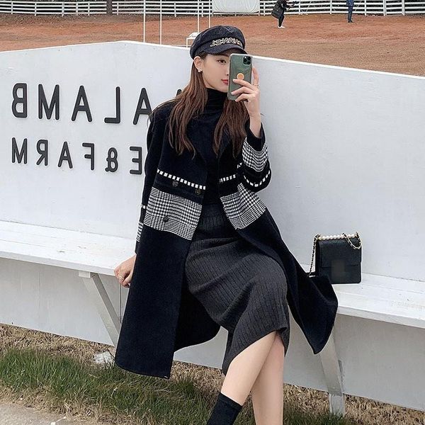 women's wool & blends long womens winter trench outerwear prairie chic spliced skirt turn-down collar covered button fashion female woo, Black
women's wool & blends long womens winter trench outerwear prairie chic spliced skirt turn-down collar covered button fashion female woo, Black
