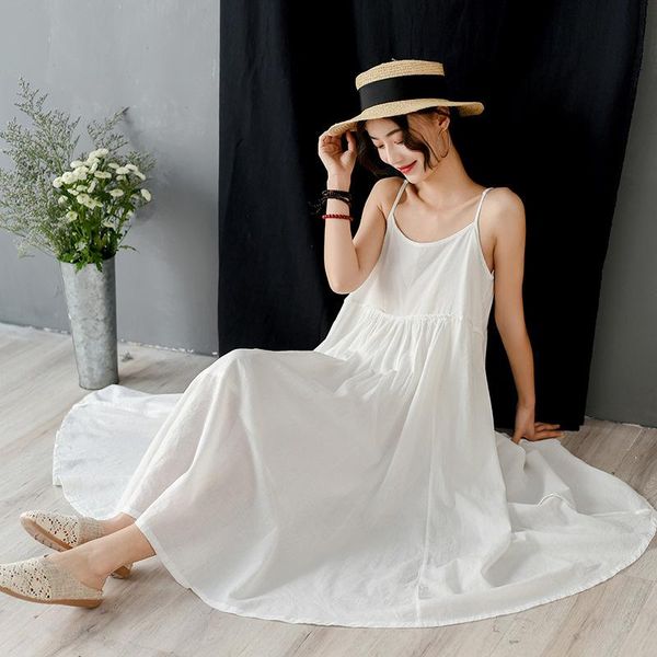 women's knits & tees 2021 spring and summer literary artistic versatile fairy bottomed suspender long skirt cotton linen dress, White
women's knits & tees 2021 spring and summer literary artistic versatile fairy bottomed suspender long skirt cotton linen dress, White